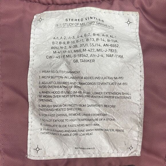 Stereo Vinyls Military Inspired Bomber Jacket Parka Pink Pockets Utility Size M - Picture 12 of 16